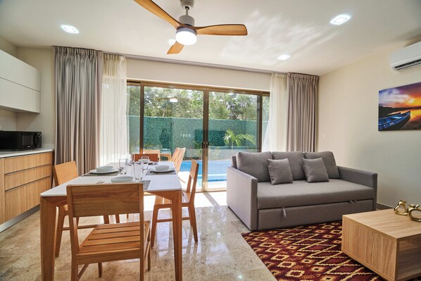 Living area - 1BR in Aldea Zama | Private Jacuzzi + Rooftop Pool (Tulum)