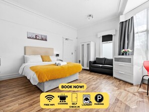 Iron/ironing board, WiFi, bed sheets