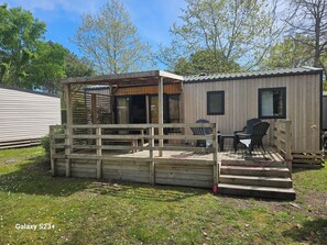 Terrace/patio - Air-conditioned mobile home for 6 people 5* campsite lake access (Biscarrosse)