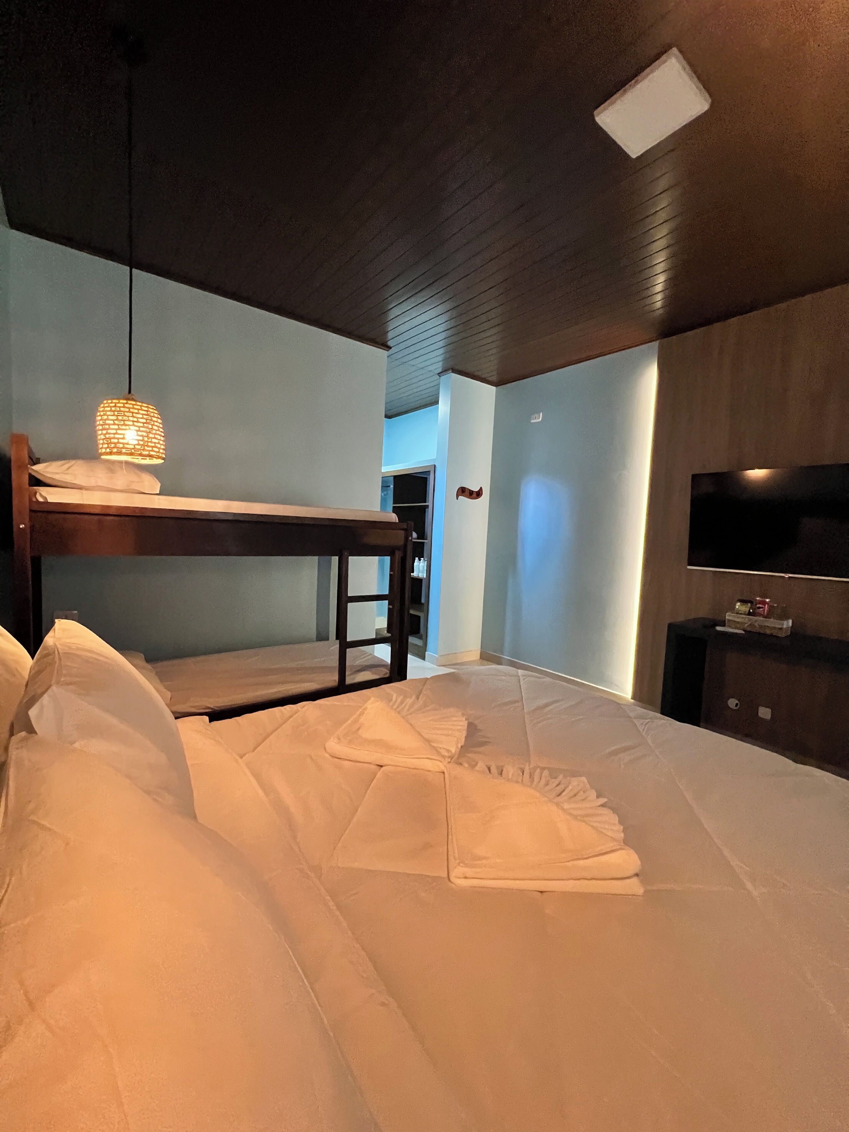 Desk, free WiFi, bed sheets