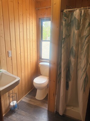 Shower, soap, toilet paper