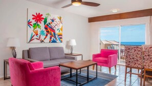Living area - Cabo Beachfront Escape with Spacious 2BR Suite & Resort Pools (Cabo San Lucas)