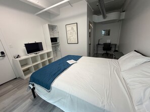 Desk, laptop workspace, WiFi (free), bed sheets