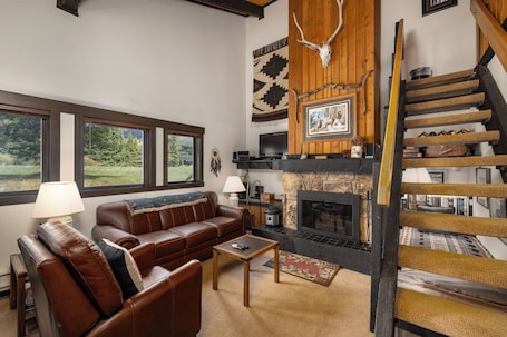 TV, fireplace. Nordic Pines Retreat | Ski, Golf & Unwind
