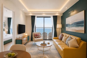 Executive Suite, 2 Bedrooms, Balcony, Beach View | Living area | 50-inch Smart TV with cable channels - La Creste Sunset Residence Phu Quoc (Phu Quoc)