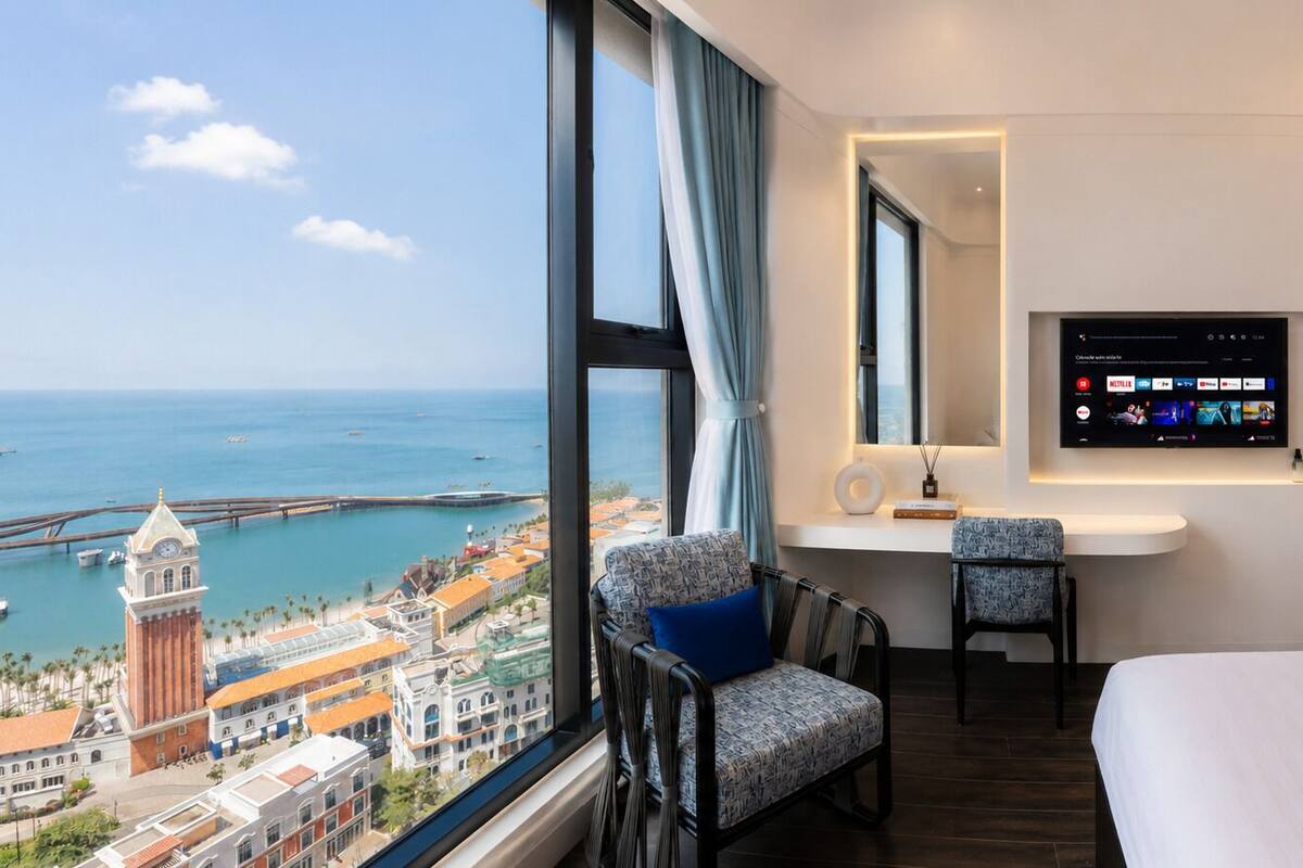 Suite ejecutiva, 3 habitaciones, balcón, vista a la playa | Vista a la playa o el mar