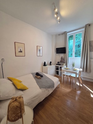 1 dormitorio, tabla de planchar con plancha, wifi y ropa de cama