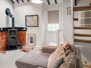 TV, fireplace - A cute cottage for two, set peacefully with regular red squirrel visitors. (Llaneilian, near Amlwch)