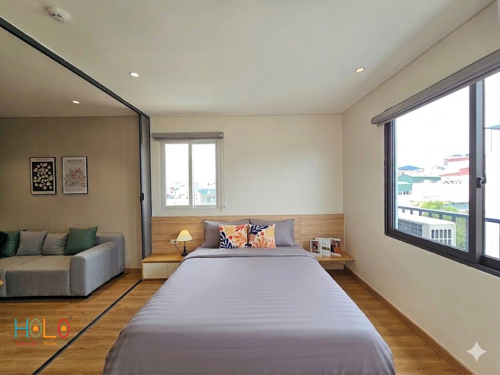 Estudio Deluxe, vista a la ciudad | Espacio para trabajar con laptop y wifi gratis 
