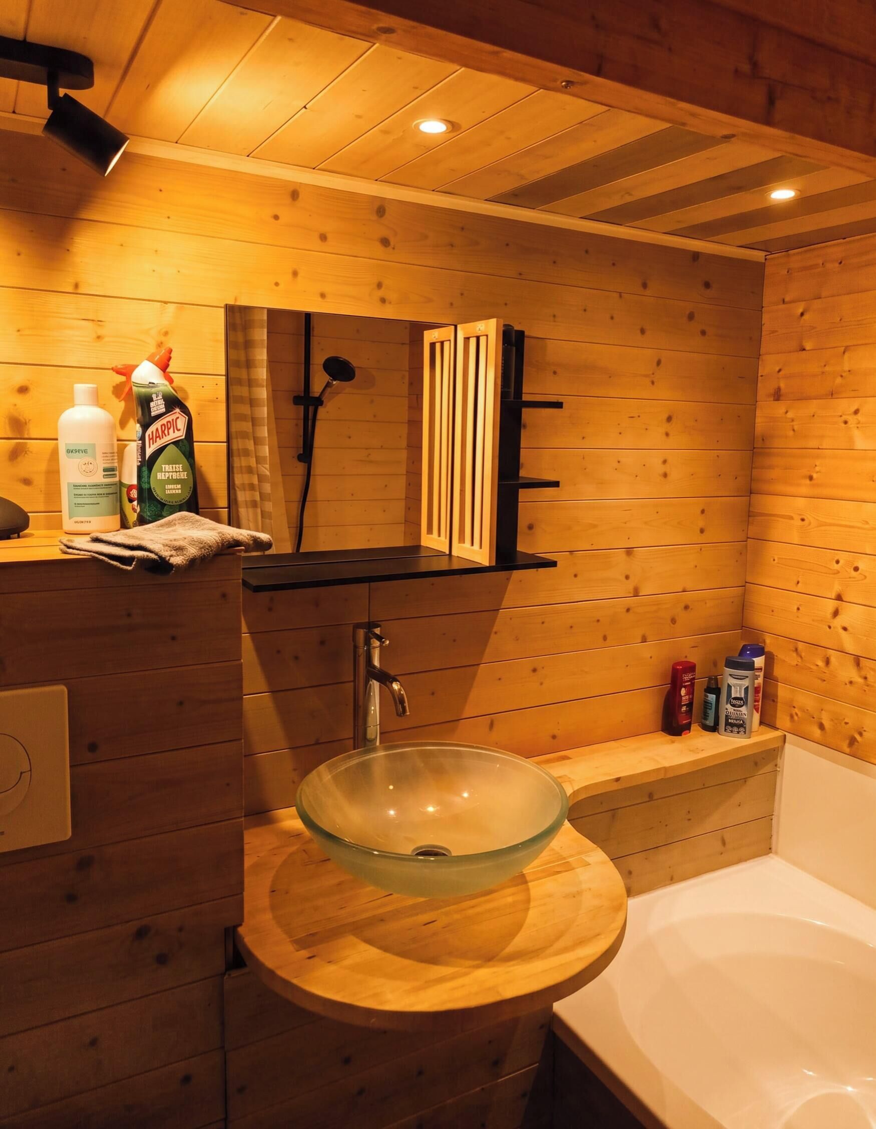 Een douche, een haardroger, handdoeken, zeep
