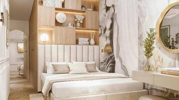 Deluxe Quadruple Room, Courtyard View | In-room safe, blackout drapes, soundproofing, iron/ironing board