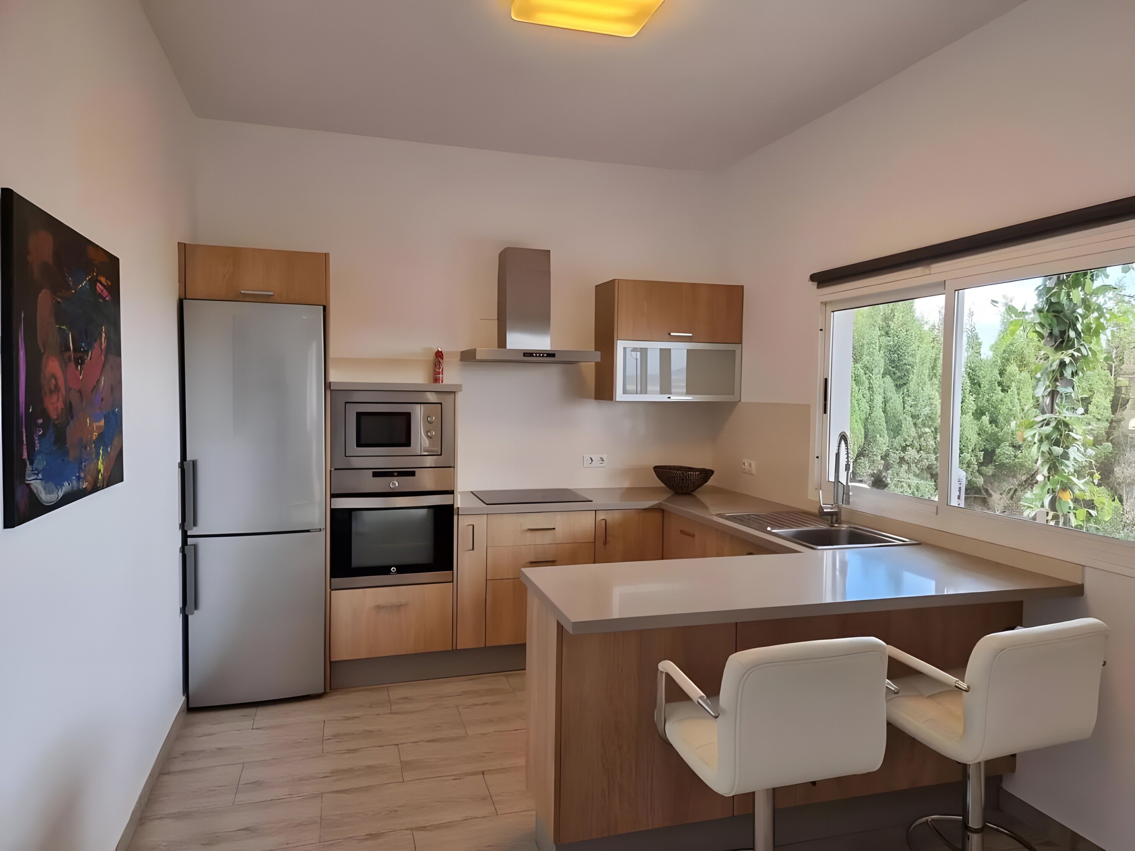 Fridge, microwave, oven, coffee/tea maker