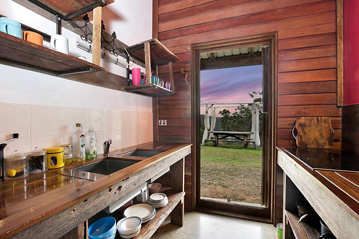 Fridge, stovetop, electric kettle, toaster