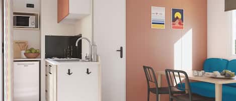 Fridge, microwave, coffee/tea maker