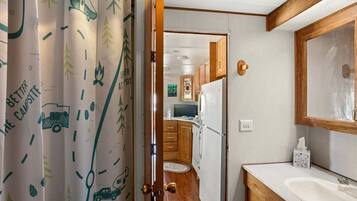 Hair dryer, towels, toilet paper