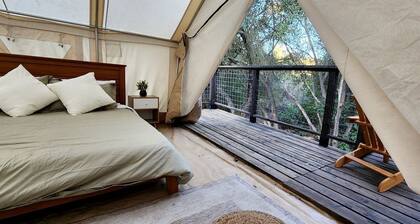 Incredible Modern Tented Cabin with Tiny Deck Surrounded by Nature in California