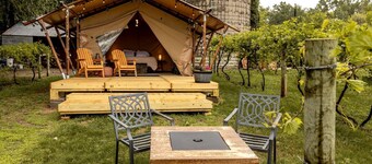 Rustic Vineyard Glamping Tent with Wine Tastings near Lakes and Trails in Currie, Minnesota