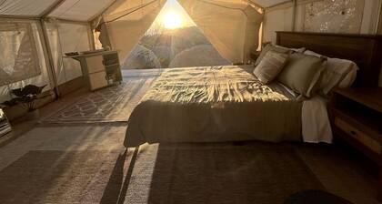 Romantic Mountain Tented Cabin with Spacious Interior and Spectacular Sunsets in California