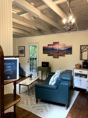 Living area - Secluded Mountain Cabin Retreat with Scenic Woodland Views near Black Mountain, NC (Black Mountain)