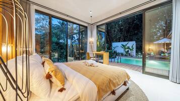 Luxury Villa, Pool View | Egyptian cotton sheets, premium bedding, in-room safe