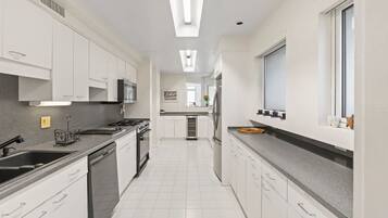 Fridge, microwave, oven, dishwasher