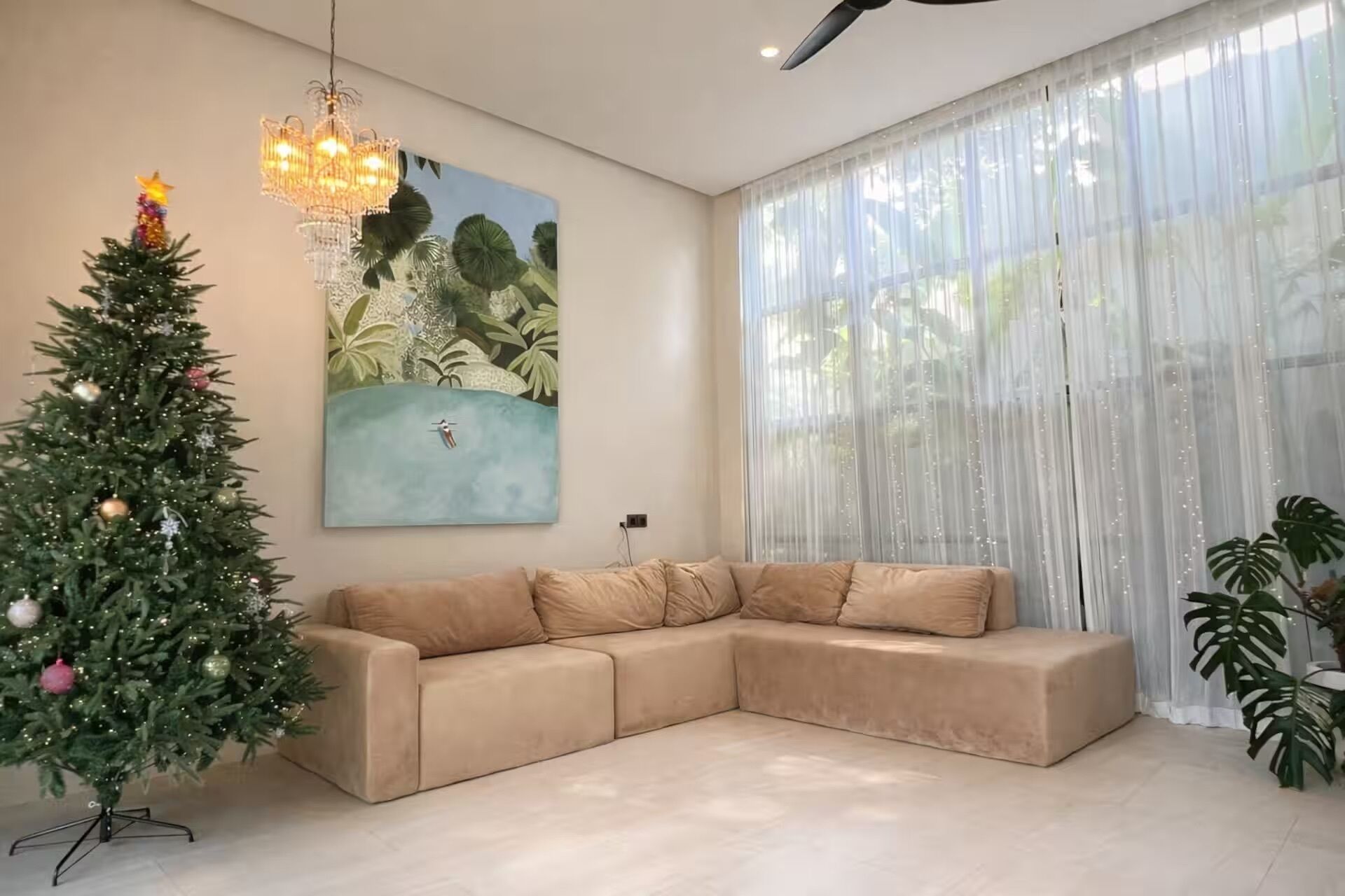 Luxury Villa, 3 Bedrooms, Private Pool | Living area | 50-inch Smart TV with digital channels