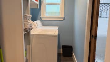 Shower, bidet, towels, soap