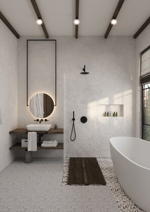 Luxury Villa, Pool View | Bathroom | Bathrobes, slippers, bidet - Villa Oasis (Ubud)