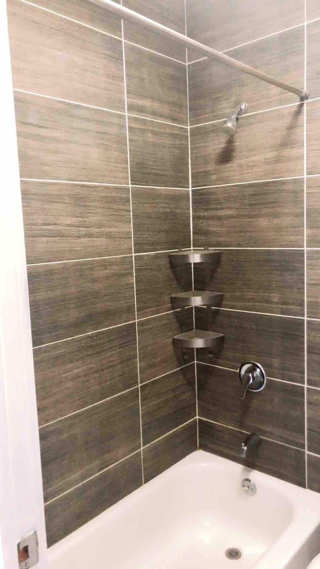 Shower, hair dryer, towels, shampoo