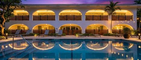 Piscine extérieure, piscine chauffée