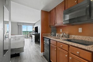 Coffee/tea maker, fridge, microwave, stovetop - Oceanfront Two Queen Room + Lazy River & Hot Tub (Myrtle Beach)