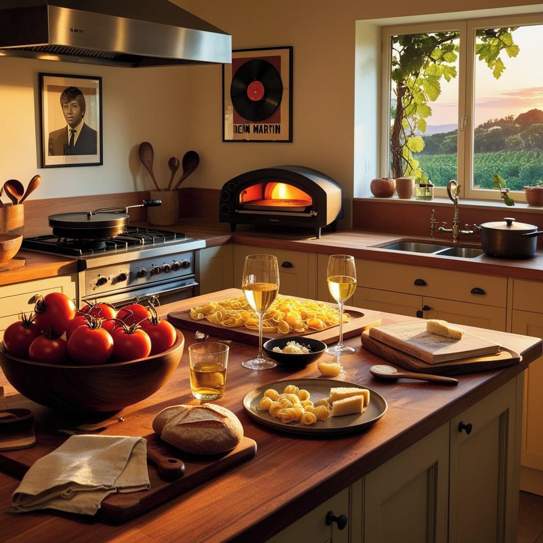Una cocina con estufa, horno y ventana con vista a follaje.