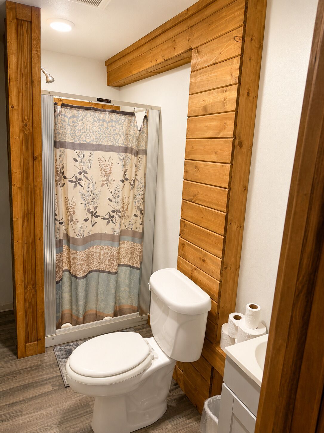 Shower, towels, toilet paper