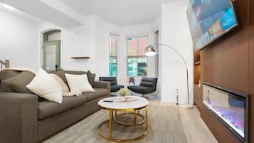 TV, fireplace, offices