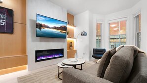 TV, fireplace, offices