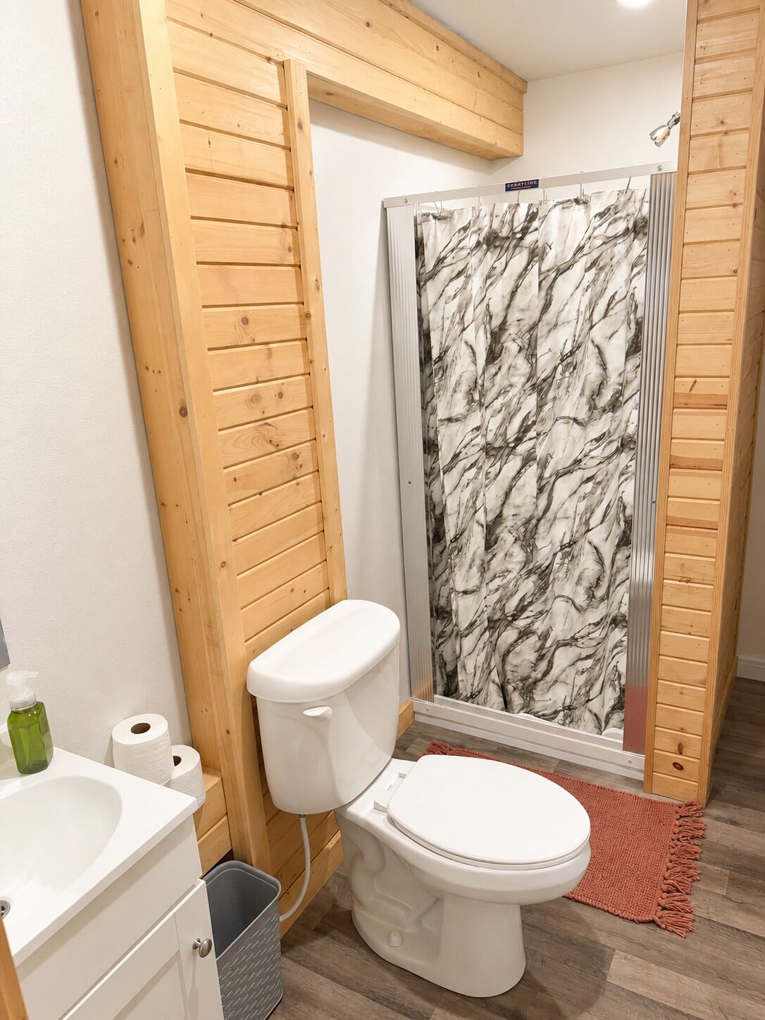 Shower, towels, toilet paper