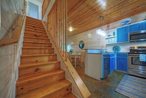Fridge, microwave, oven, stovetop - Breezy Townhome • Pool Access + Near Beach | Sandy Shores (Port Aransas)