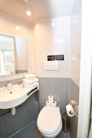 Dusche, Handtücher, Shampoo