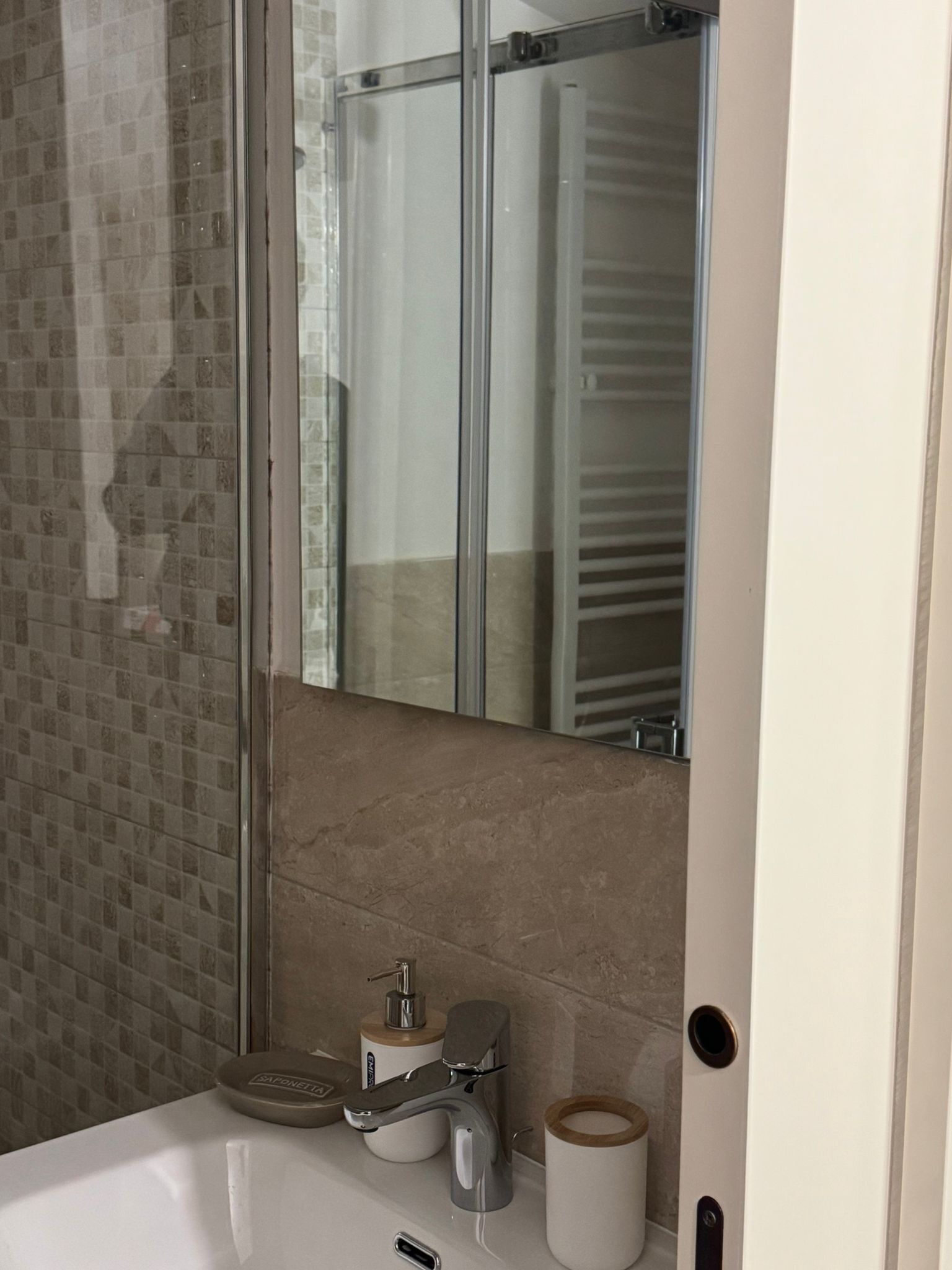 Hair dryer, towels, toilet paper