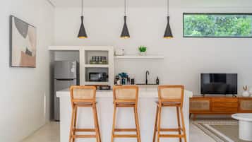 Family Villa, 3 Bedrooms, Private Pool | Private kitchen | Espresso maker, toaster, blender, eco-friendly cleaning products