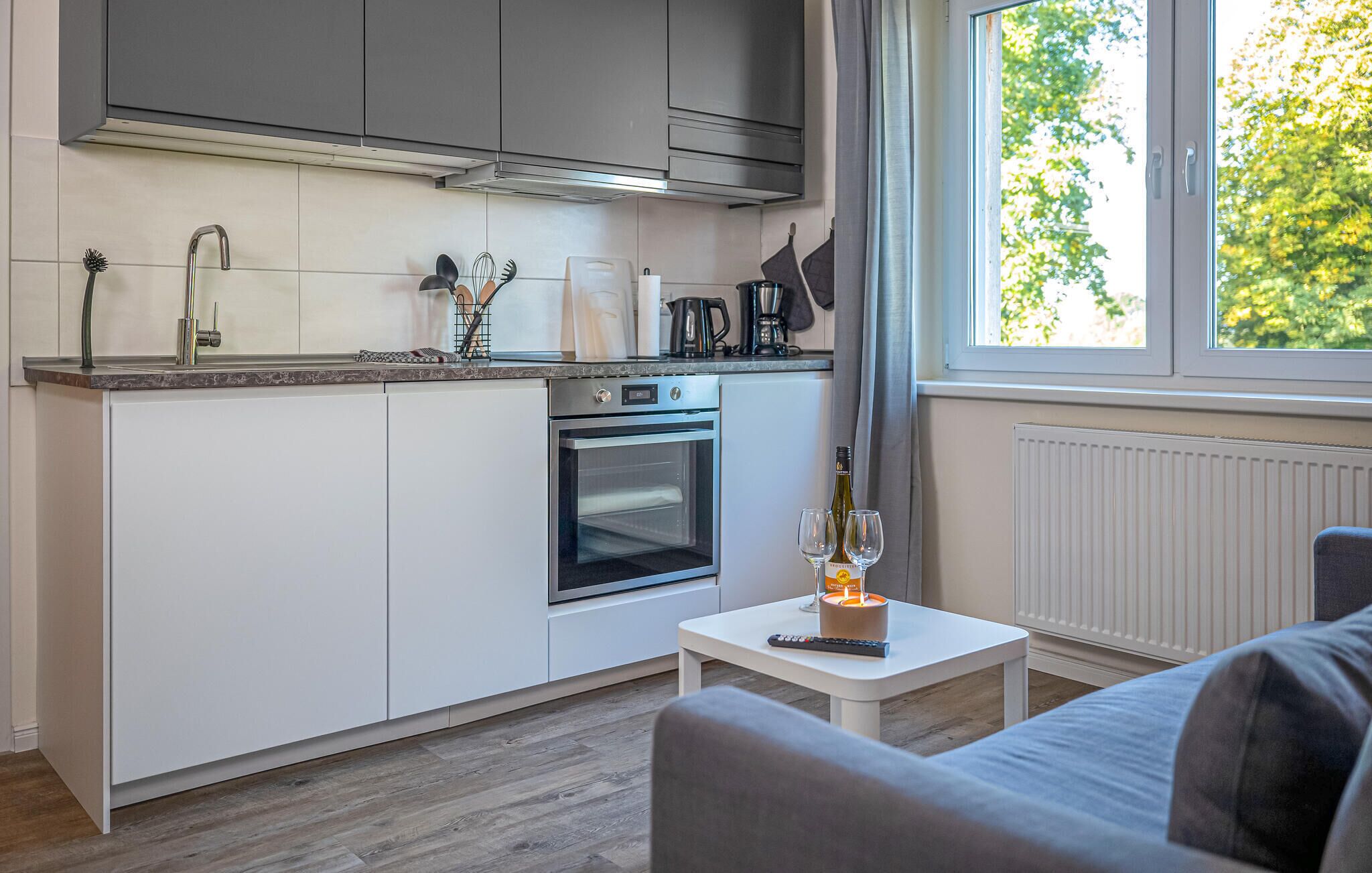 Réfrigérateur, micro-ondes, plaque de cuisson, lave-vaisselle