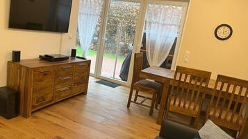 TV, DVD player, stereo