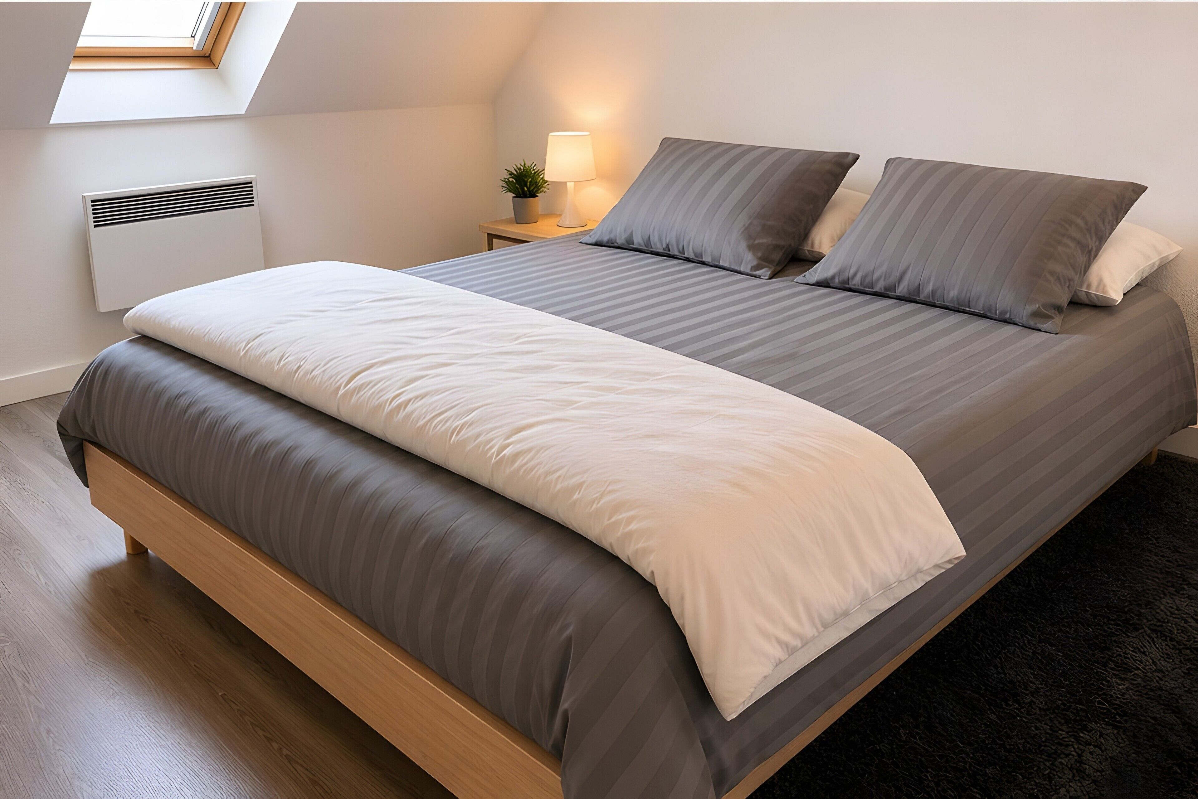 Bed sheets. Le Balcon des Alizées – Beach & Marina Apartment with Balcony