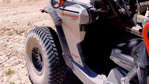 A beachside vehicle with a rugged design, a steering wheel, and a visible dashboard. - Spacious Pet-Friendly Safari Tent on Yuba Lake with Spectacular Views for a Memorable Glamping Escape in Utah (Levan)