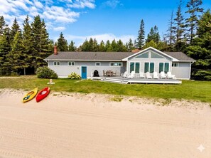 Exterior - Beautiful Lakefront Cottage with Fire Pit in St. Ignace, Michigan (St. Ignace)