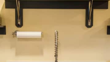 A stainless steel kitchen with a single sink, a towel dispenser, and a flower vase on the wall.