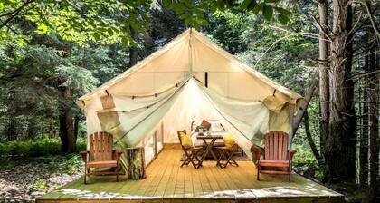Glamping in New York in Fully-Equipped Safari Tents Located in Broadalbin