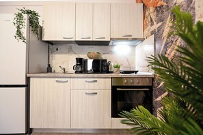 Frigorífico grande, microondas, horno y placa de cocina