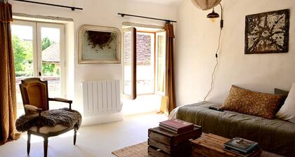 Au Canari, a former bar-tabac transformed into a charming gîte in the village of Colette.