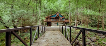 Picturesque cabin on trout creek with mountain views, private hot tub, & WiFi
